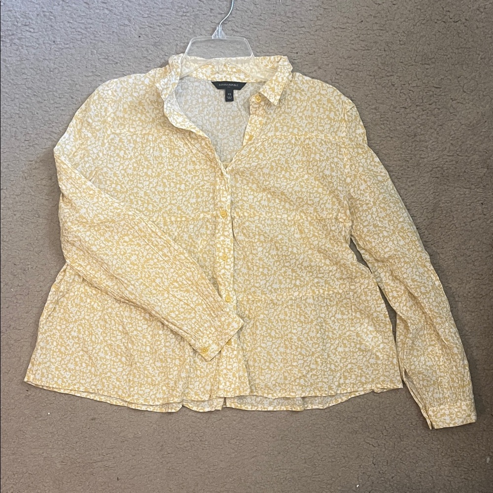 Banana Republic Yellow Floral Button-Down Shirt